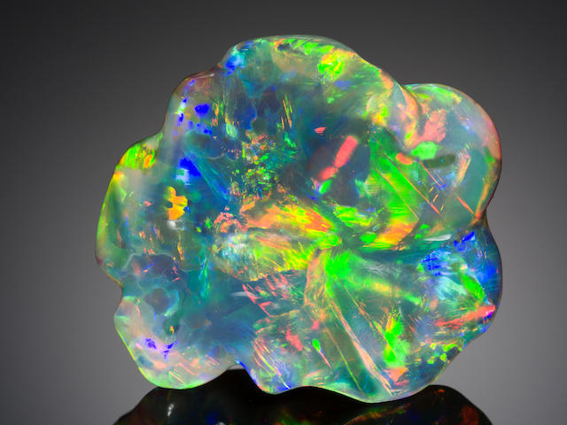 Exceptional Flower-form Crystal Opal Carving