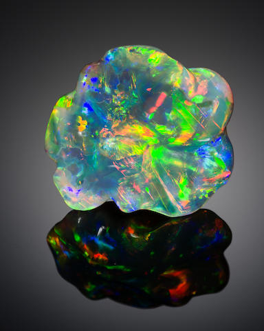 Bonhams : Exceptional Flower-form Crystal Opal Carving