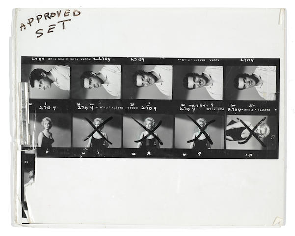 A large collection of rare contact sheets of Marilyn Monroe in Let's Make Love
