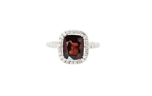 A red spinel and diamond ring