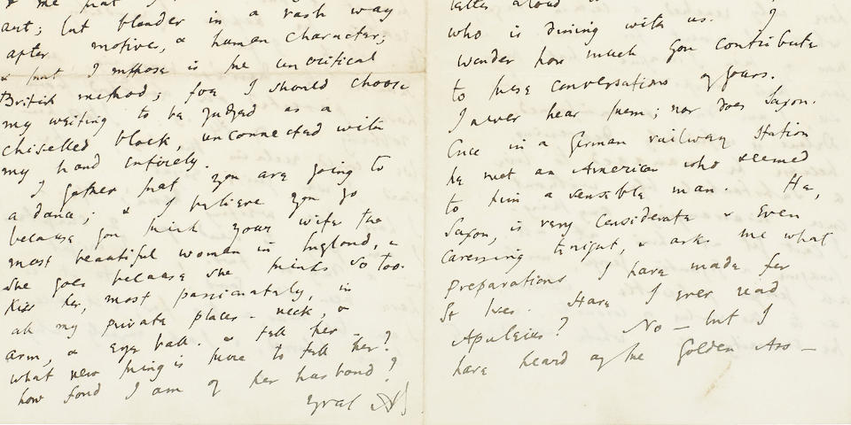 WOOLF, VIRGINIA. 1882-1941. Autograph Letter Signed ("AVS"), 4 pp recto and verso, 8vo