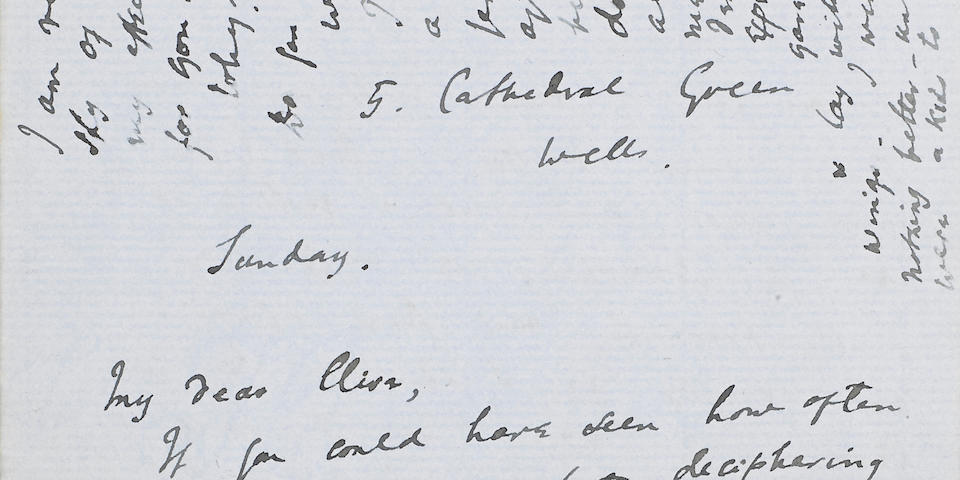 WOOLF, VIRGINIA. 1882-1941. Autograph Letter, 4 pp recto and verso, 8vo