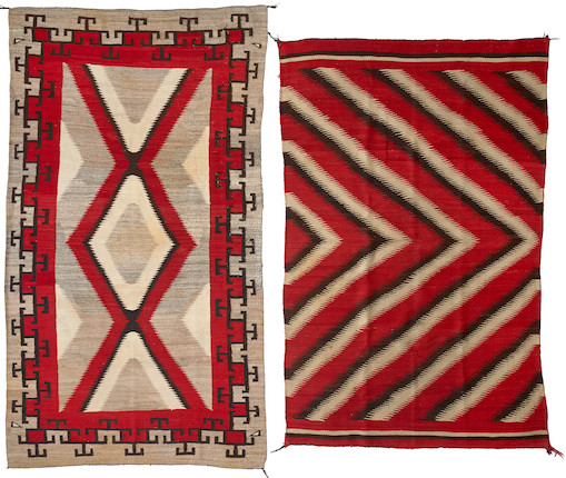 A group of two Navajo rugs sizes approximately 4ft. 6in. x 7ft. 10in., 4ft. 6in. x 7ft. image 1