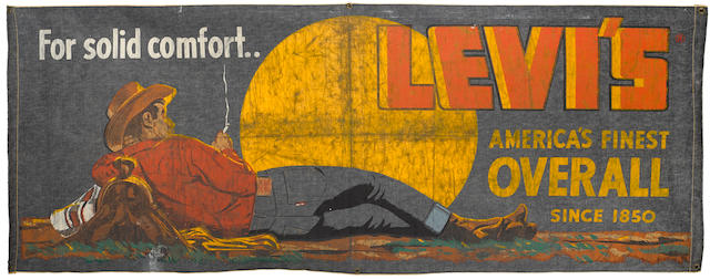Bonhams : COMMERCIAL ART. Levi's advertising banner, 30 x 77 1/2 inches,