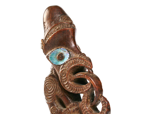 Exceedingly Fine and Rare Maori Ceremonial Digging-Stick Step, Ngati Kahungunu Tribal Area, Hawke Bay, North Island, New Zealand