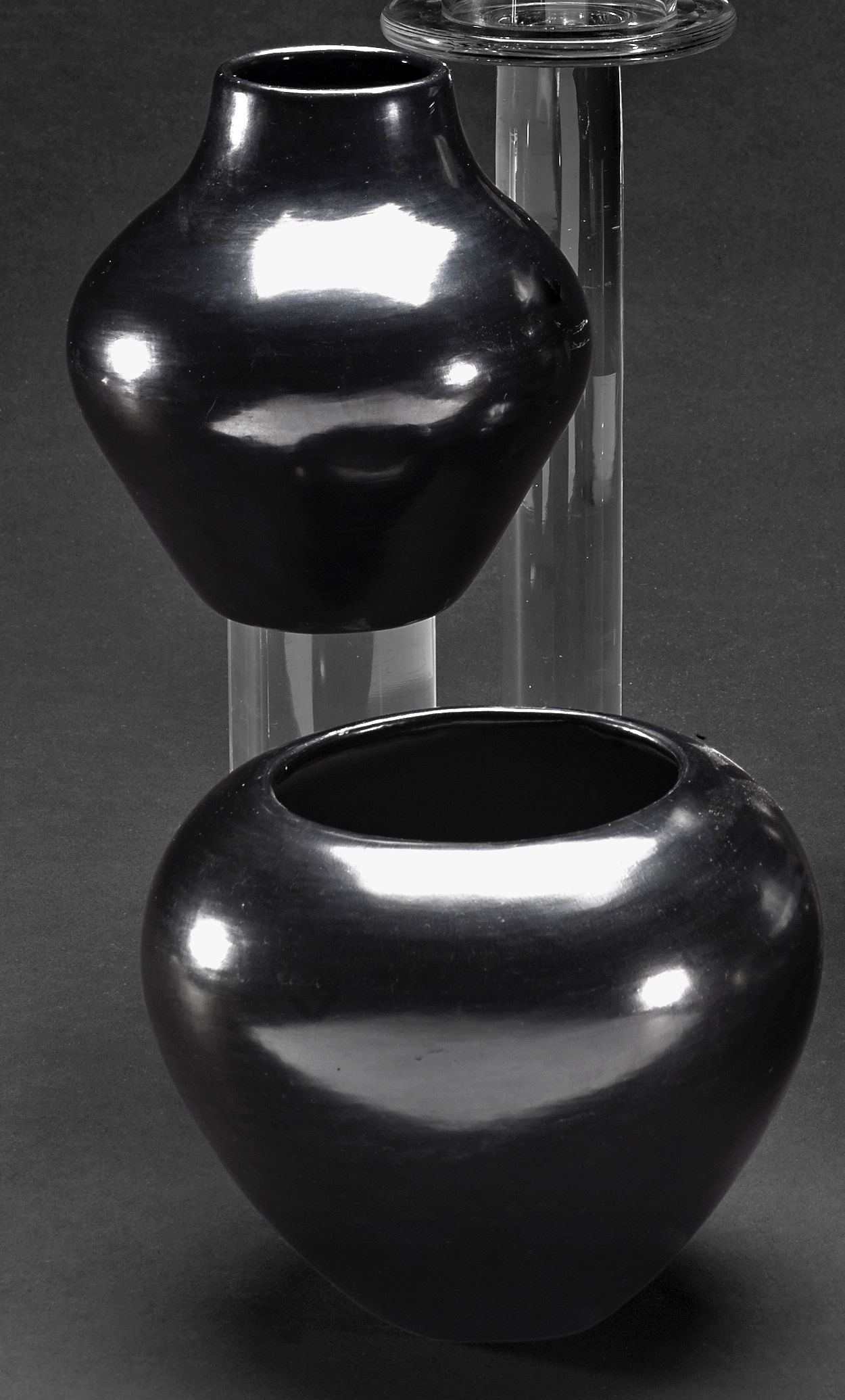 Two San Ildefonso blackware jars