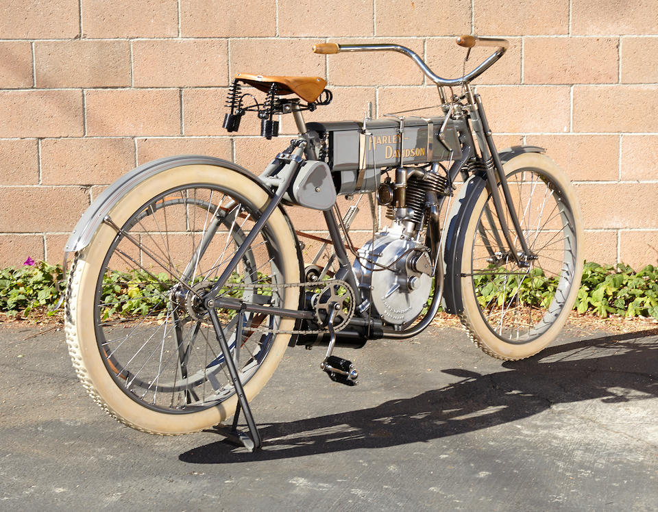 Exacting recreation built around an original motor,1908 Harley-Davidson 26.8ci Model 4 "Strap Tank" Single Engine no. 2113