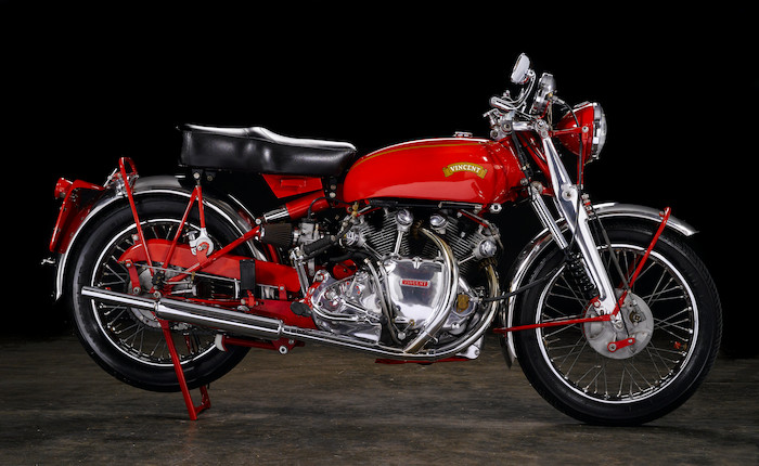 Rare 'one-of-one' Black Shadow variant in Chinese Red, confirmed by the Vincent Owner's Club,1951 Vincent Series C 'Red' White ShadowUpper and Rear Frame no. RC8047A Engine no. F10/1A/6147 image 10