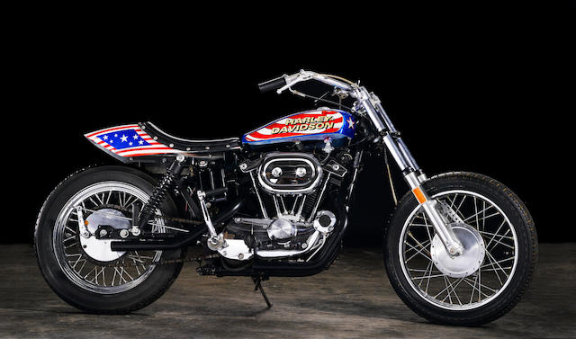 Film used, built by Bud Ekins for the movie 'Viva Knievel!',1976 Harley-Davidson XL1000 Evel Knievel Custom
