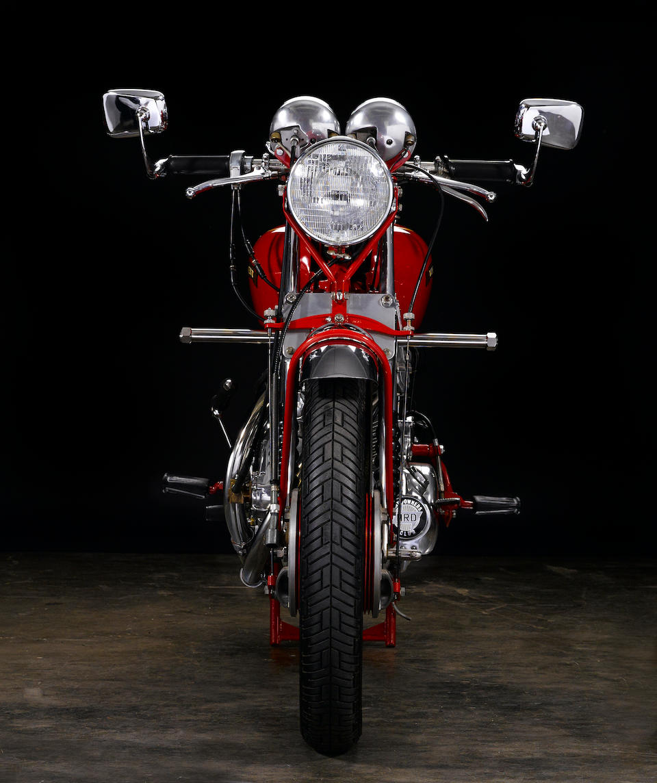 Rare 'one-of-one' Black Shadow variant in Chinese Red, confirmed by the Vincent Owner's Club,1951 Vincent Series C 'Red' White ShadowUpper and Rear Frame no. RC8047A Engine no. F10/1A/6147