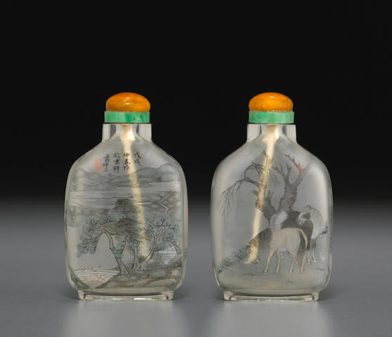 An inside-painted rock crystal snuff bottle  Ye Zhongsan, 1898