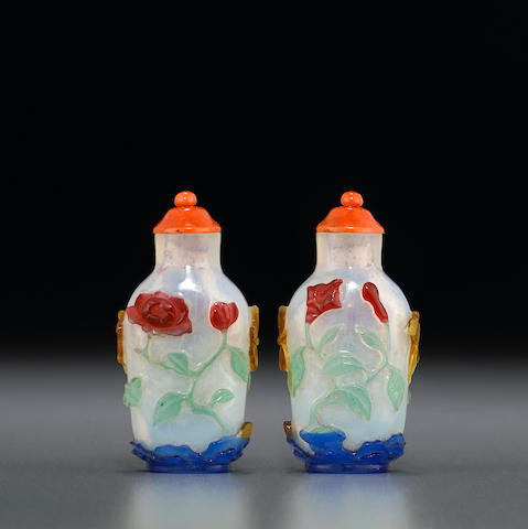 A four-color overlay glass snuff bottle  1770-1880