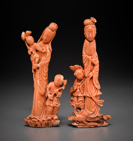 Two coral figural carvings Republic period.
