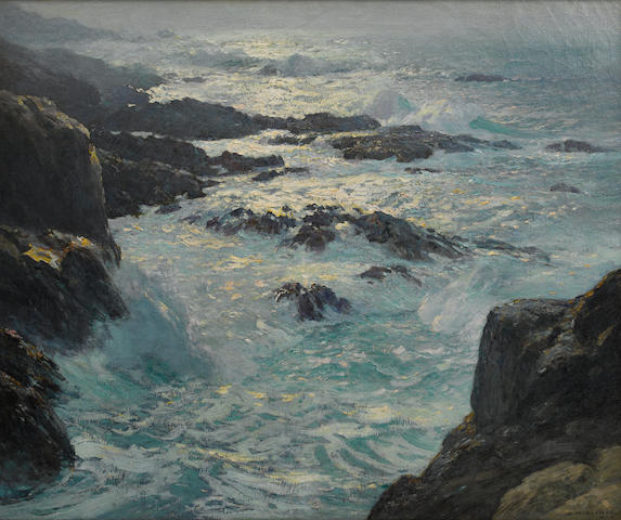 William Frederick Ritschel (American, 1864-1949) Our dream coast of Monterey (Glory of the Pacific) 50 x 60in (overall: 61 x 71in)
