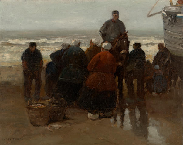 William Frederick Ritschel (American, 1864-1949) Awaiting the fishing fleet 16 x 20in overall: 21 1/4 x 25 1/4in