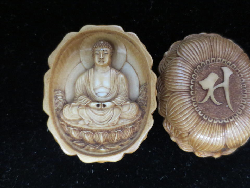 Two small ivory Buddhist carvings Meiji era