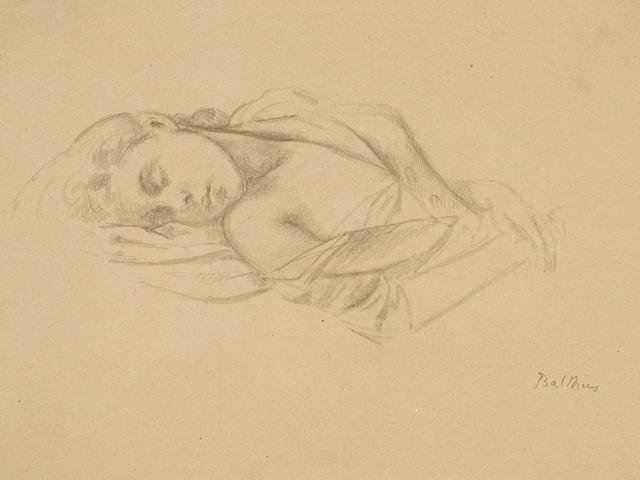 Balthus (Balthasar Klossowski de Rola) (1908-2001) &#201;tude pour Jeune fille endormie (Portrait de Jeannette) 12 x 16 3/8 in (30.7 x 41.7 cm) (Drawn in 1943)