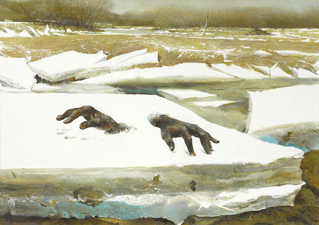 Andrew Wyeth (1917-2009) Breakup 20 x 28in (Painted in 1994.)