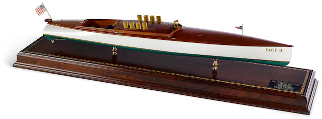 A model of the gold cup racer Dixie II 20th century 51 x 12 x 13 in., cased.
