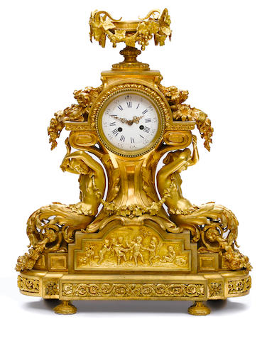 A French gilt bronze figural mantel clock late 19th century