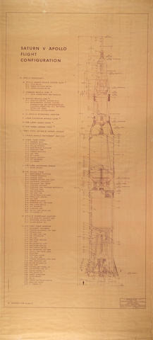 BOEING&#8212;HUGE SATURN V FLIGHT CONFIGURATION CHART Saturn V Apollo Flight Configuration. The Boeing Company Space Division Launch Systems Branch, Huntsville, Alabama, 1 January, 1966.