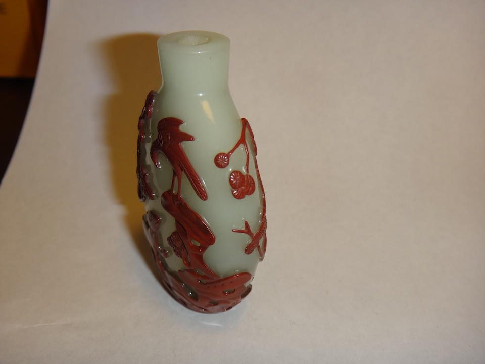 A cinnabar-red overlay white glass snuff bottle 1780-1860