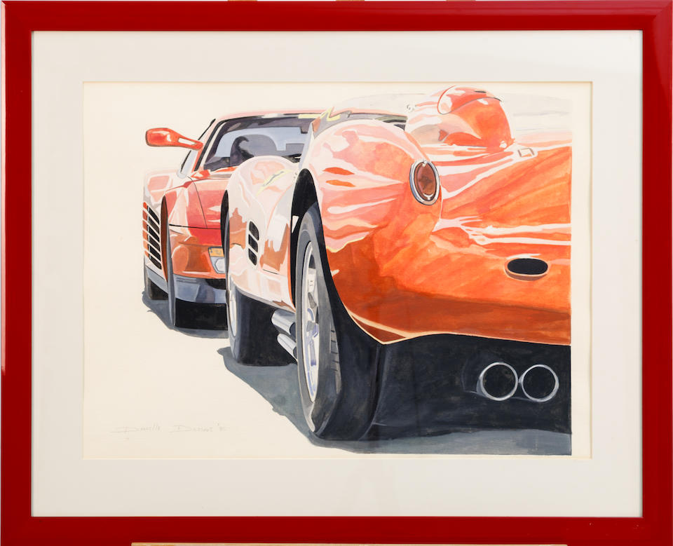 A collection of Ferrari artwork and posters