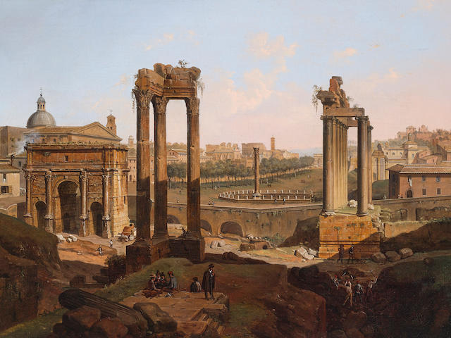 Jean Victor Louis Faure (French, 1786-1879) A view of the Forum Romanum, Rome 22 x 30 1/in (56 x 77.5cm)