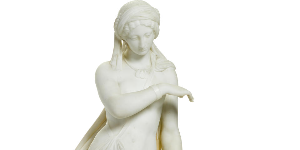 An Italian carved marble figure: La Schiava Greca Scipione Tadolini (Italian, 1822-1892) circa 1873