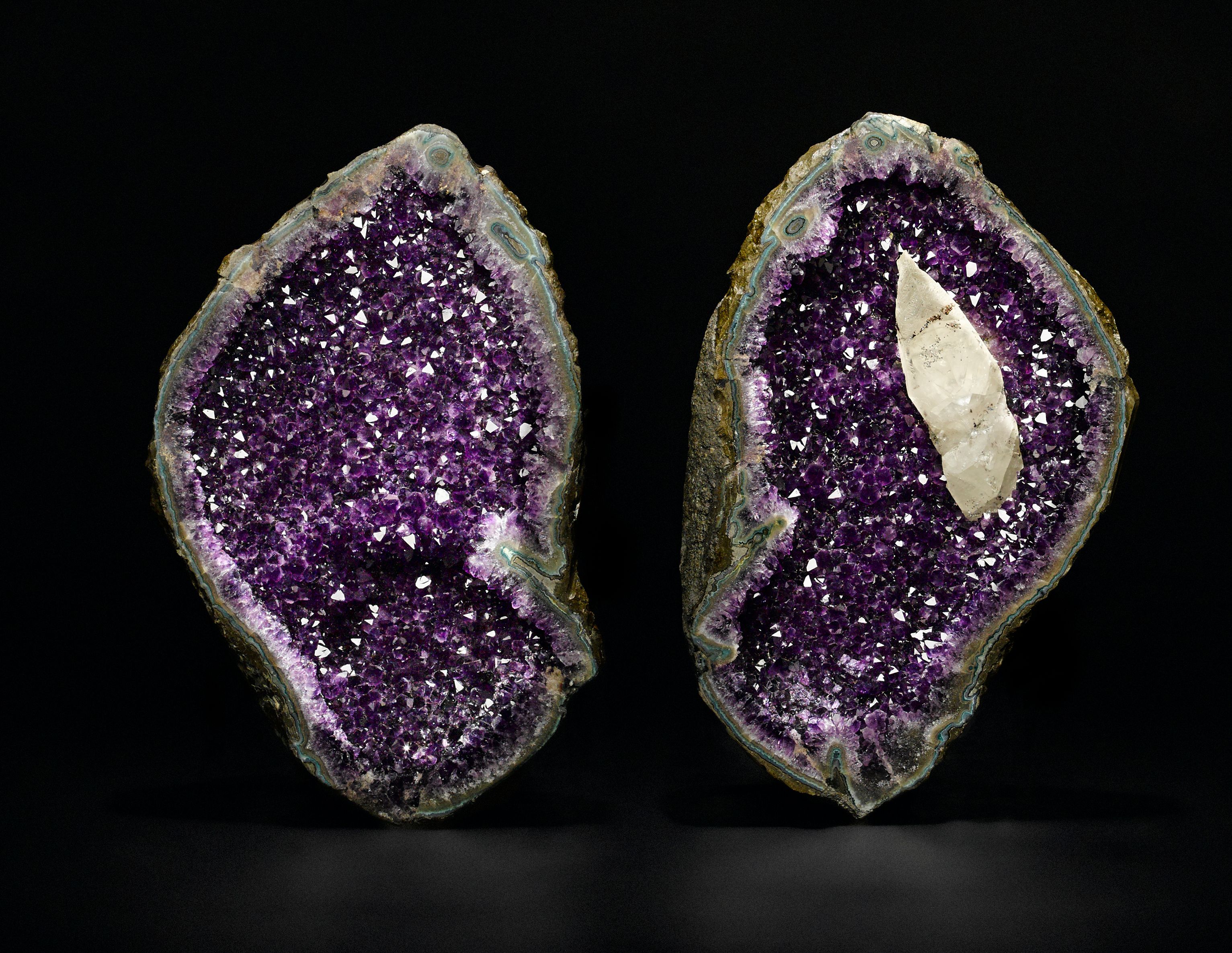 Amethyst Geode Split with Calcite