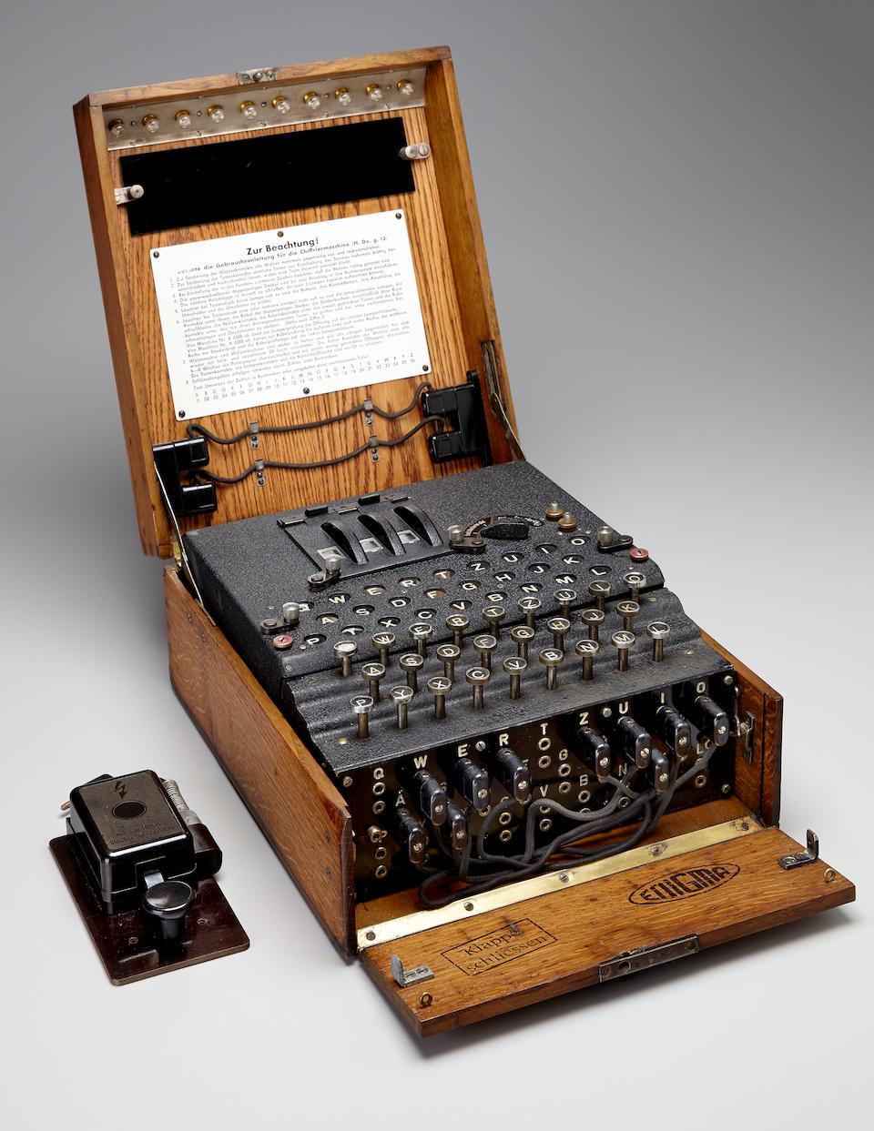 Enigma I machine. A Rare 3-rotor German Enigma I Enciphering Machine, Modell 1, for Heer (Army) use, Berlin, 1943.