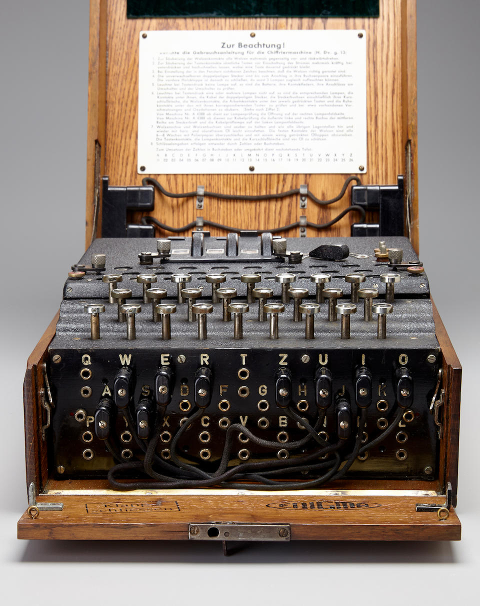 Enigma I machine. A Rare 3-rotor German Enigma I Enciphering Machine, Modell 1, for Heer (Army) use, Berlin, 1943.