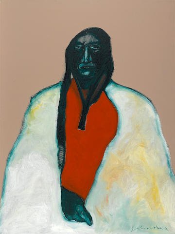 A Fritz Scholder painting, "Dartmouth Portrait #2", 1973