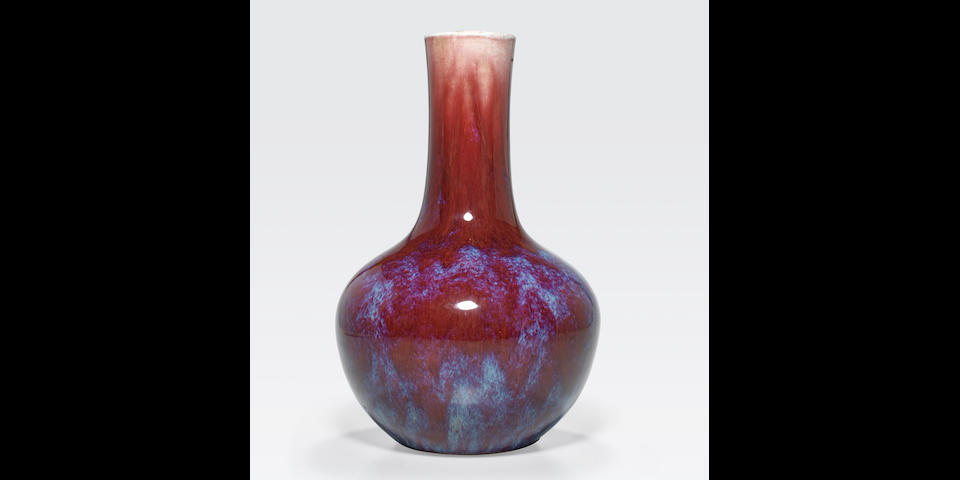 A transmutation glazed stick neck vase, tianqiuping 19th century
