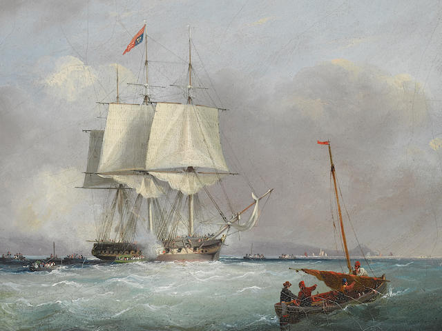 Nicholas Matthew Condy (British, 1818-1851) Calling at Portsmouth and Arriving at Portsmouth, a pair 12 x 10 in. (30.4 x 25.4 cm.), each with slight variation.