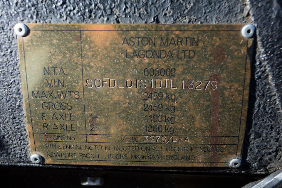 <b>1983 ASTON MARTIN  LAGONDA SEDAN</b><br />VIN. SCFDL01S1DTL13279<br />Engine no. V5803279/LFA