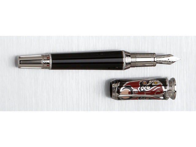 MONTBLANC: Beijing Opera Masks 18K White Gold & Lacquer Limited Edition 88 Fountain Pen