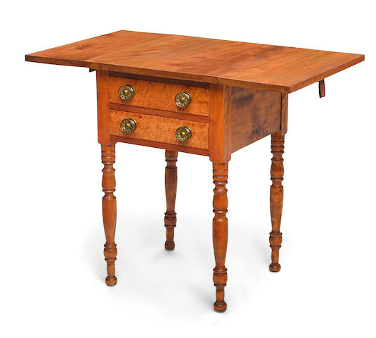 A Federal birch and maple drop leaf table New England first quarter 19th century