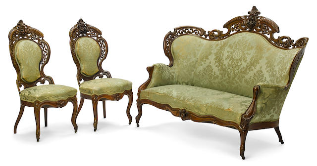 A suite of Rococo revival seat furniture Attributed to J. & J. Meeks, New York mid 19th century