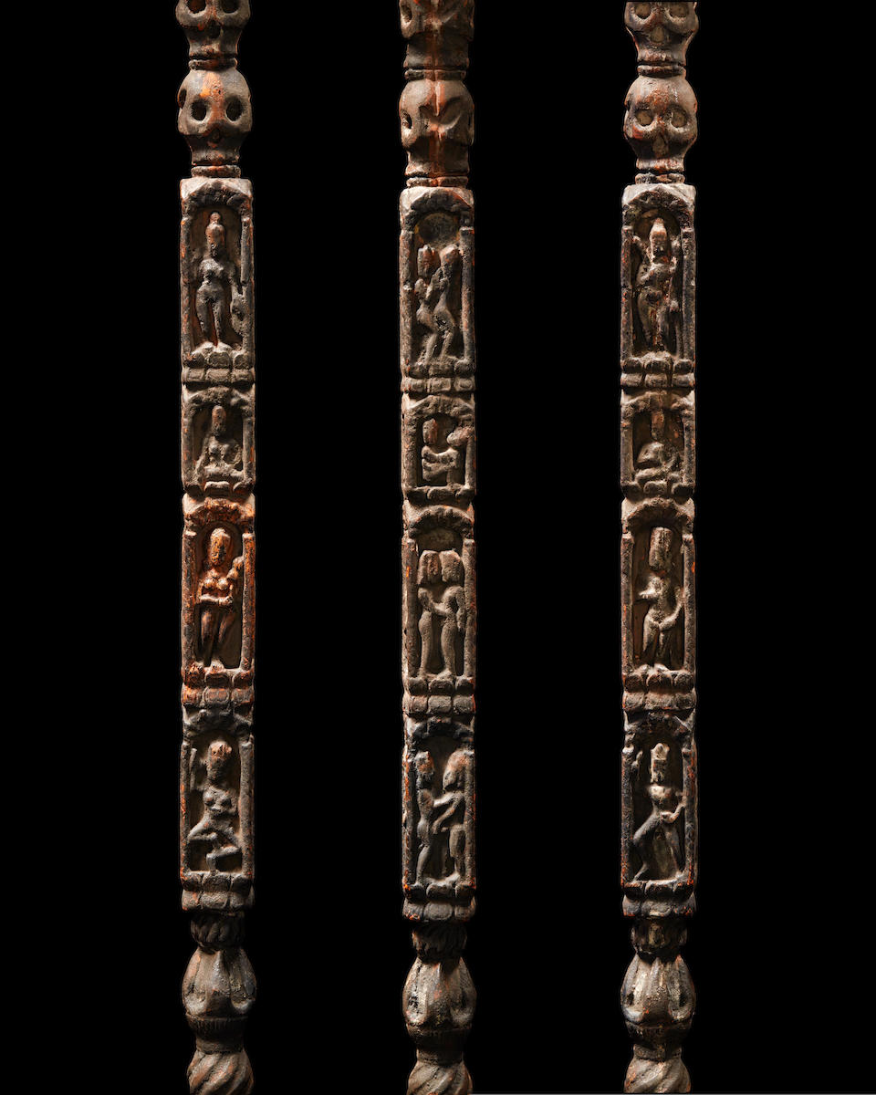 A WOOD RITUAL STAFF NEPAL, 10TH-13TH CENTURY
