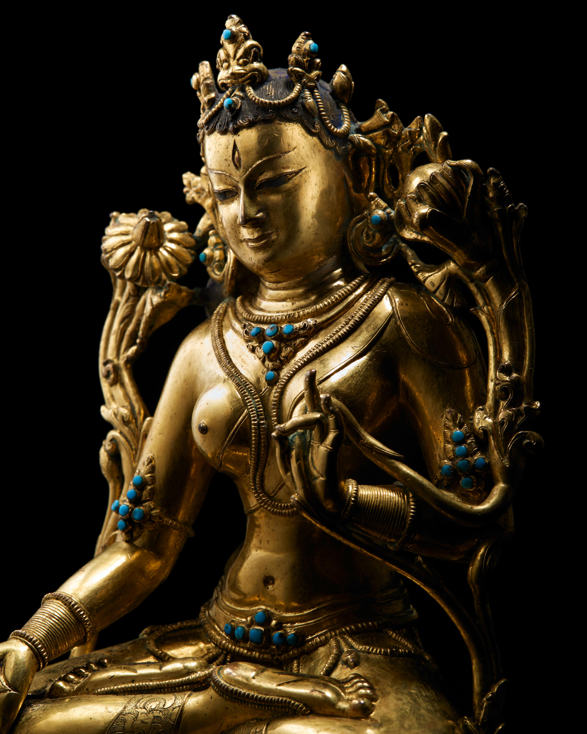 Details about   8" Asian Antique Tibetan Buddhism copper gilt hand painting White Tara statue