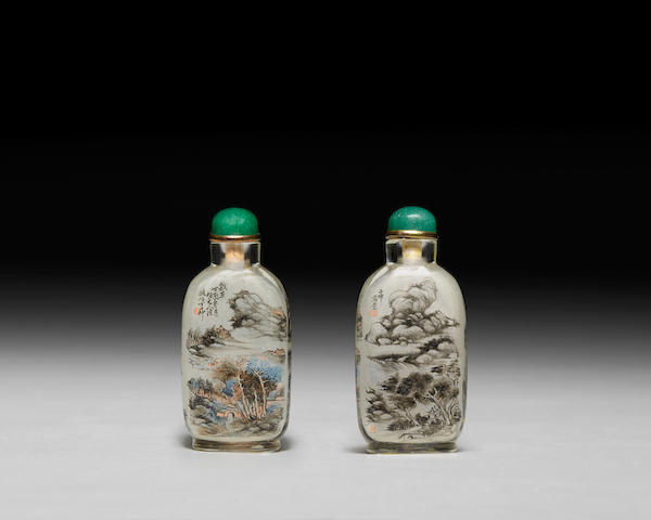 A fine and rare inside painted glass snuff bottle Ding Erzhong, 1897