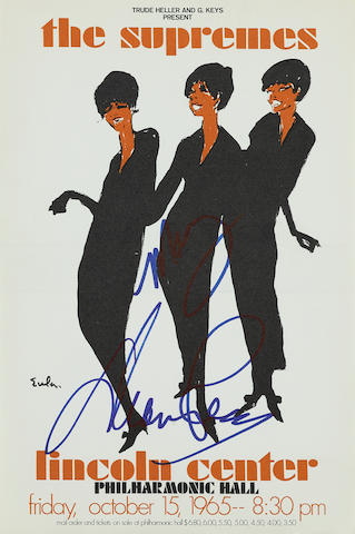 A Supremes handbill signed by Diana Ross and Mary Wilson
