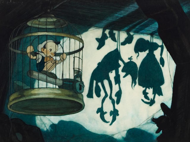 A Gustaf Tenggren original concept painting from Pinocchio