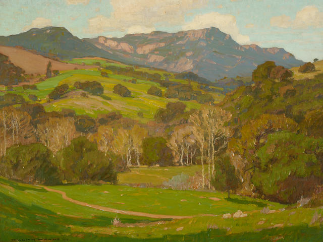 William Wendt (1865-1946) Verdant Hills on a Clear Day 28 1/2 x 36in overall: 35 3/4 x 43 1/4in (Painted in 1910)