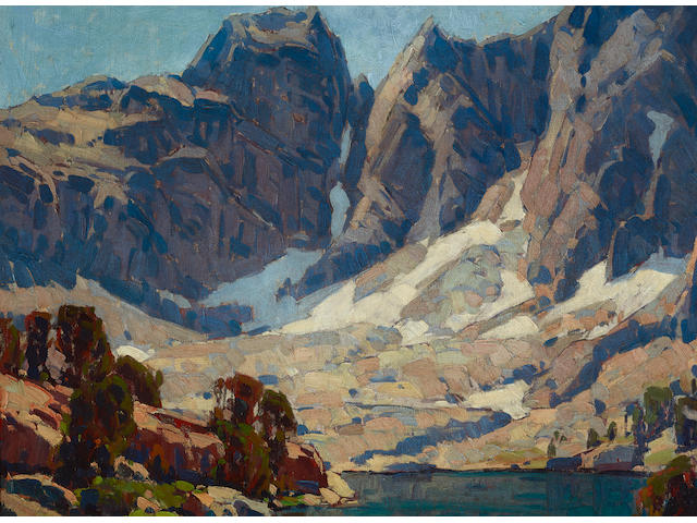 Edgar Payne (1883-1947) Sierra lake beneath glaciers  25 x 30in overall: 34 x 39in