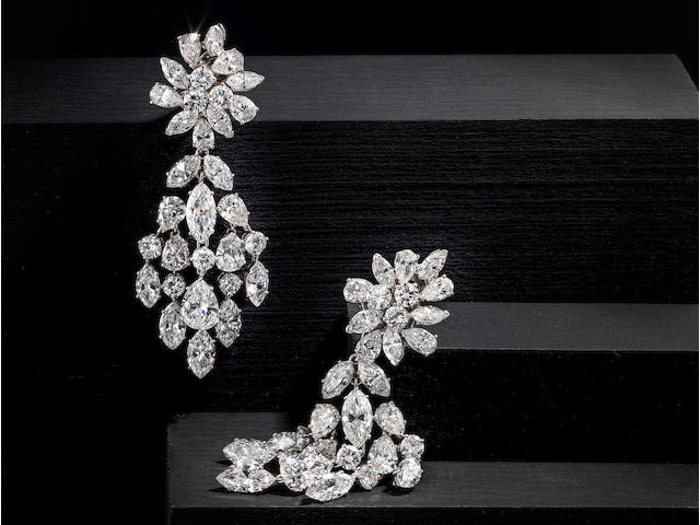 A pair of diamond day/night earrings, Van Cleef & Arpels,