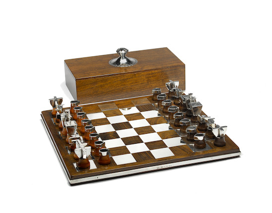 A Kenneth Begay sterling silver and wood chess set image 1