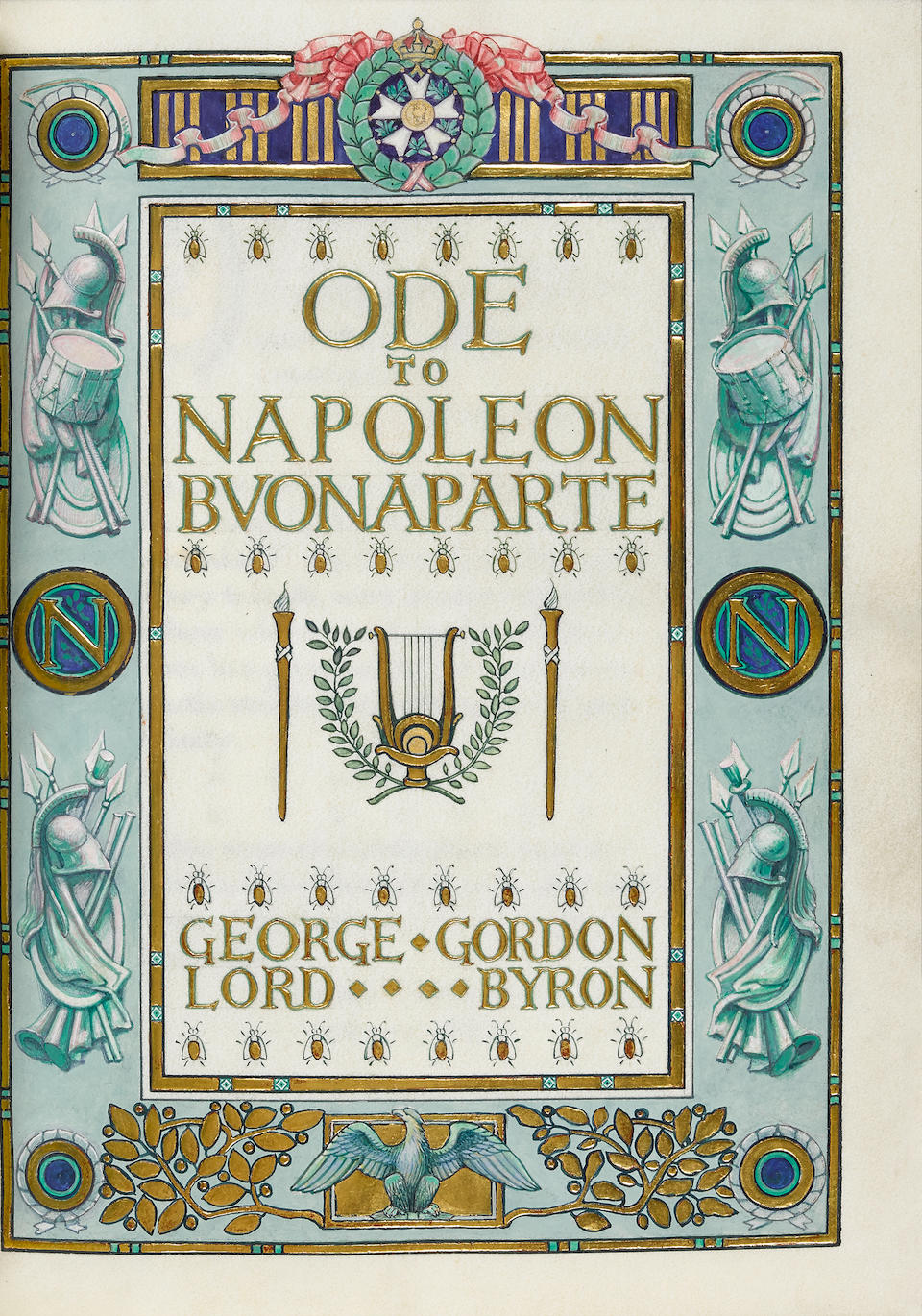 SANGORSKI & SUTCLIFFE: JEWELLED BINDING BYRON, LORD [GEORGE GORDON]. An illuminated manuscript on vellum, being Byron's Ode to Napoleon,