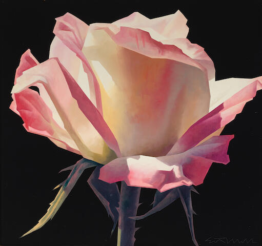 Bonhams Ed Mell Born 1942 Pink Rose 30 X 32in Overall 31 1 2